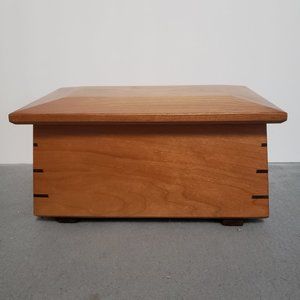 Handcrafted Wood Cherry Walnut Accents Jewelry Trinket Box Signed